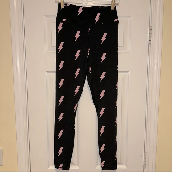 Spiritual Gangster Pants - Spiritual Gangster Black and Pink Lightning Leggings
